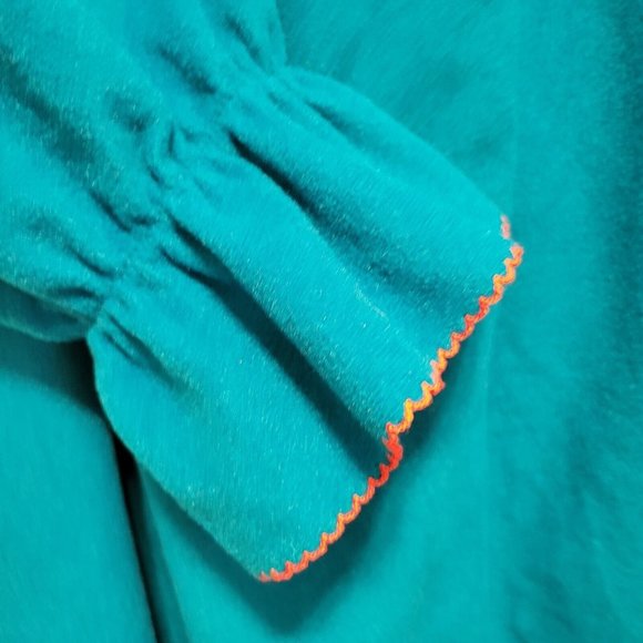 Vintage Vassarette Blue Long 1/2 Zip Long Velour Nightgown House Coat Pockets M - Picture 5 of 7